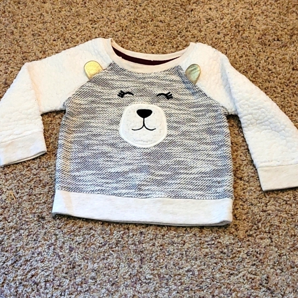 Cat & Jack  bear sweatshirt with sherpa sleeves 18mos